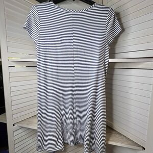 Ronni Nicole Blue White Striped Short Sleeve Stretch Dress Size L